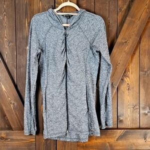 Athleta Women's Vitamin Sea Heather Grey Full Zip Up Hoodie Thumb Holes Long Med